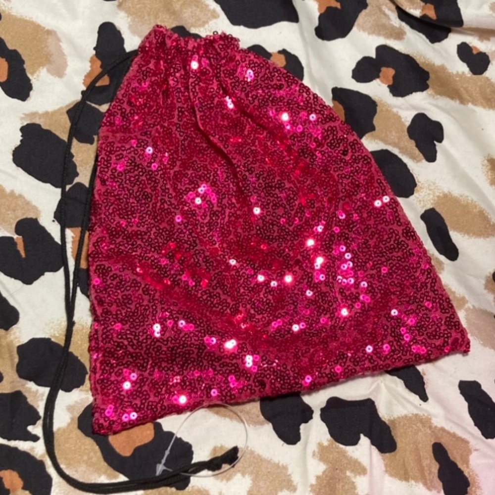 Sequin Purse Bubblegum Pink Magenta Wristlet Sparkle Glitter Clutch Money Bag